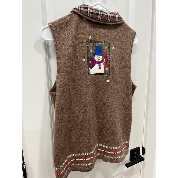 Hampshire Studio SNOW Women's Brown Snowman Ugly Christmas Sweater Vest Size M - Picture 9 of 12